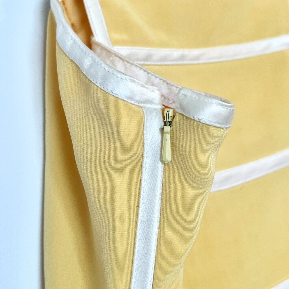 Cache Vintage 90's Panel Square Neck Mini Shift Dress Yellow Ivory Womens 2 - Picture 11 of 12